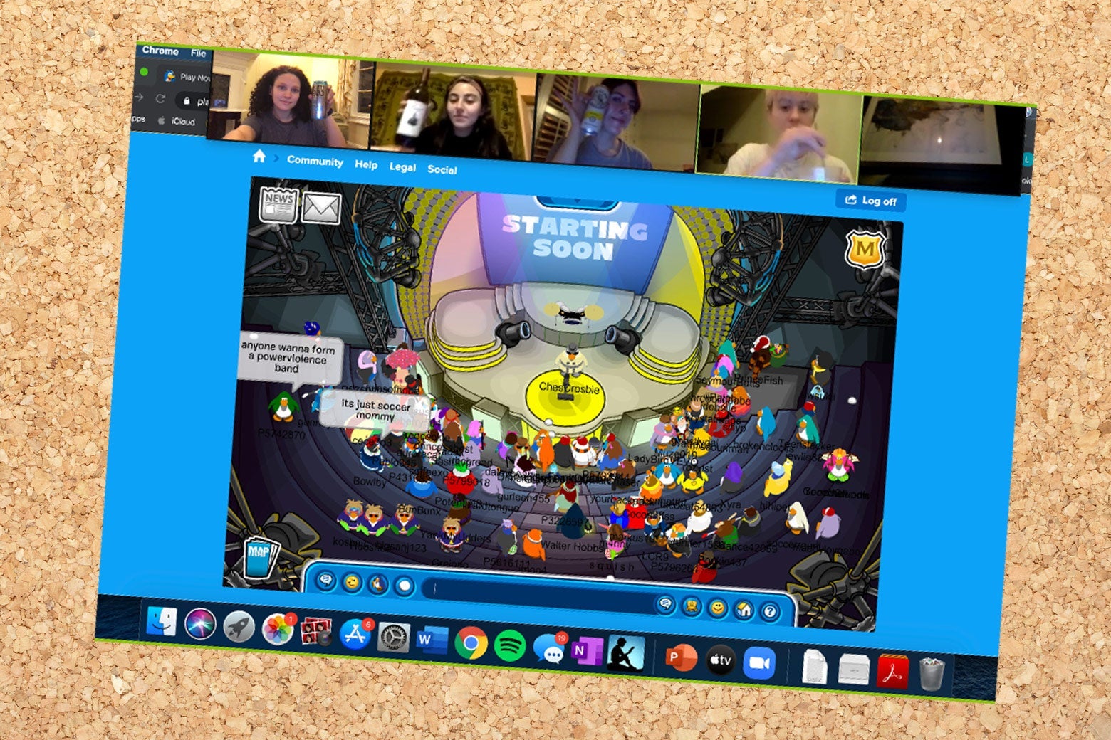 A screengrab of a concert at Club Penguin.