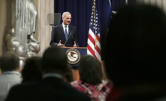U.S. Attorney General Eric Holder speaks during a Justice Department’s Law Day event May 1, 2013 at the Justice Department in Washington, DC. 