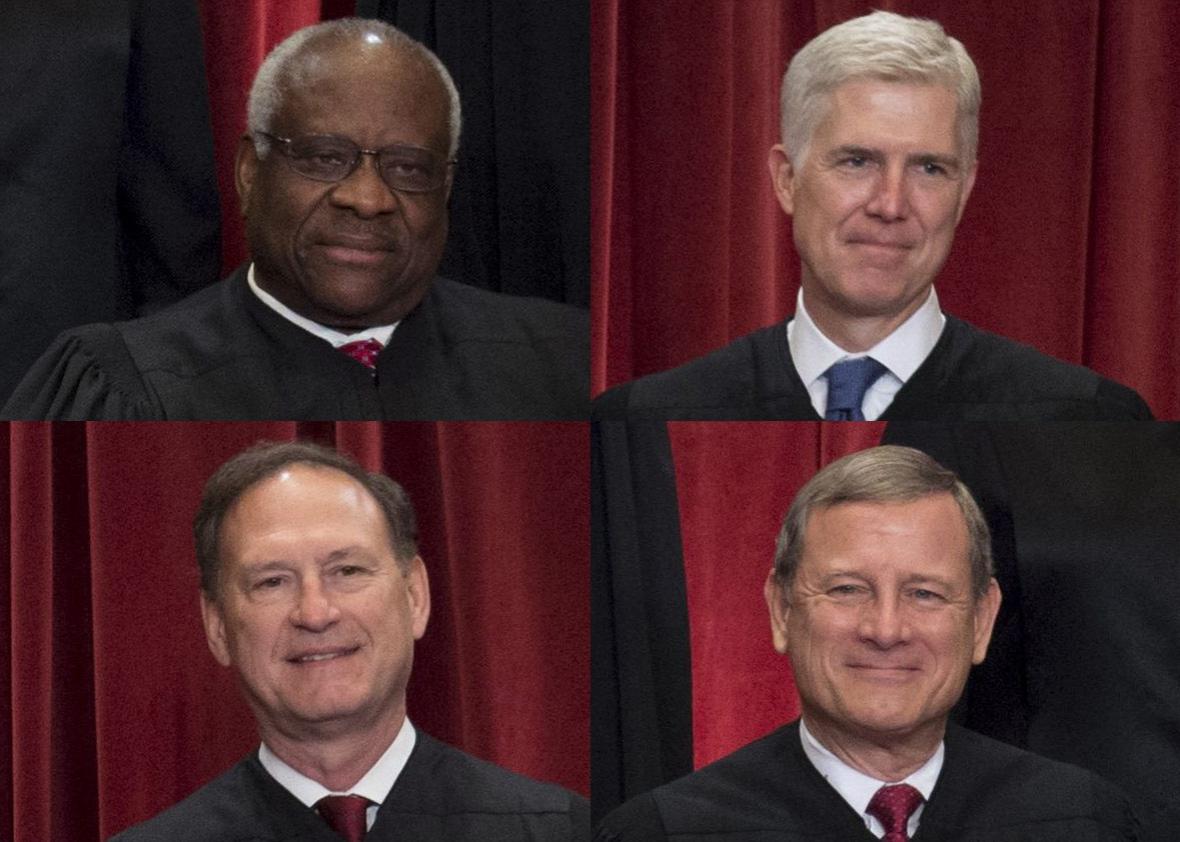 Justices of the US Supreme Court sit for their official group photo