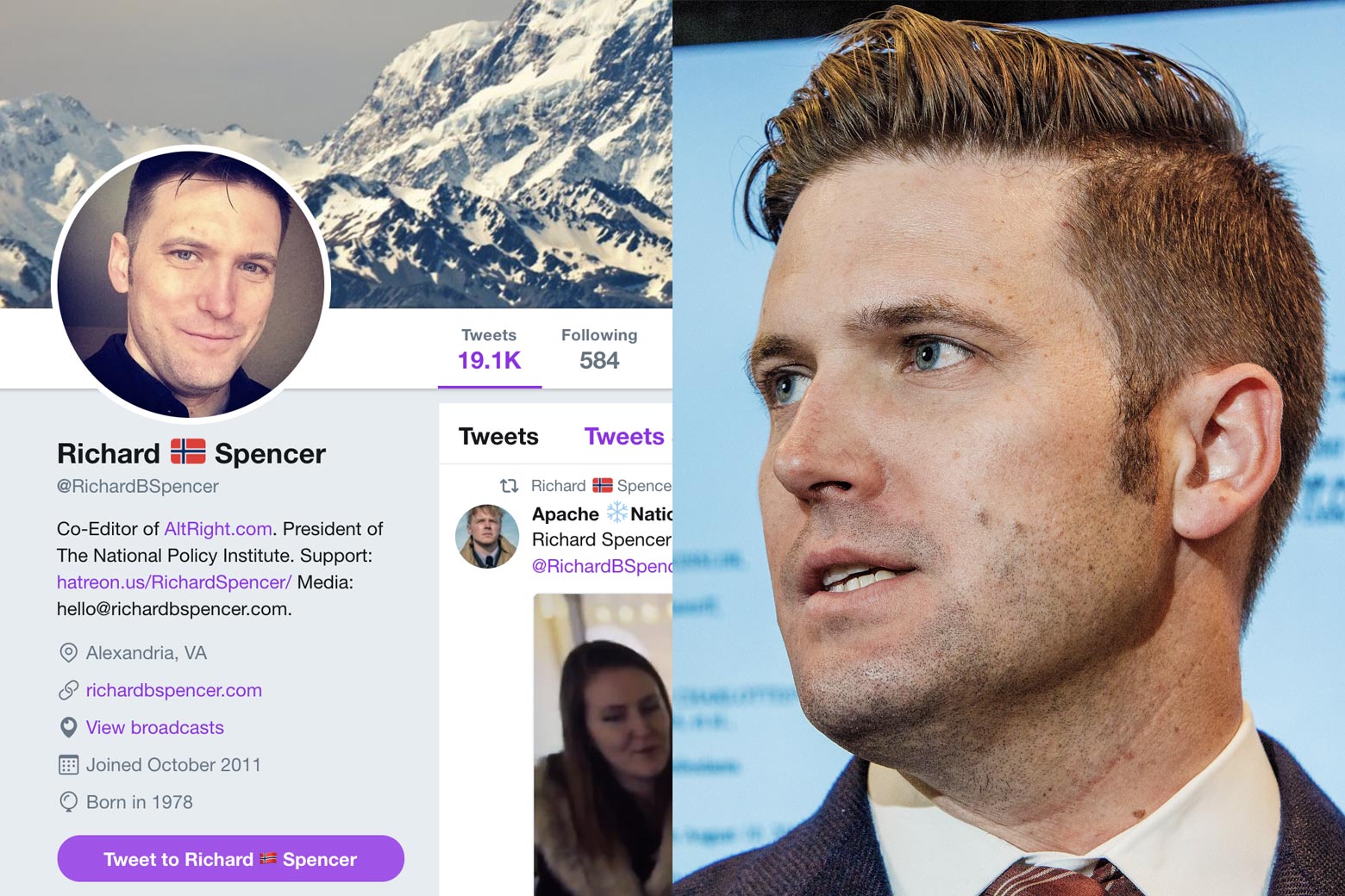 Richard Spencer’s Twitter page and Richard Spencer.
