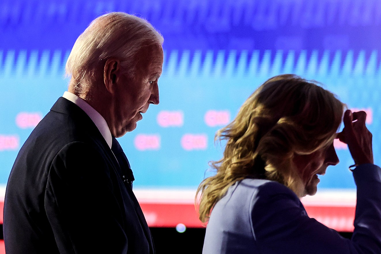 Jill Biden leads Joe Biden off the stage on debate night.