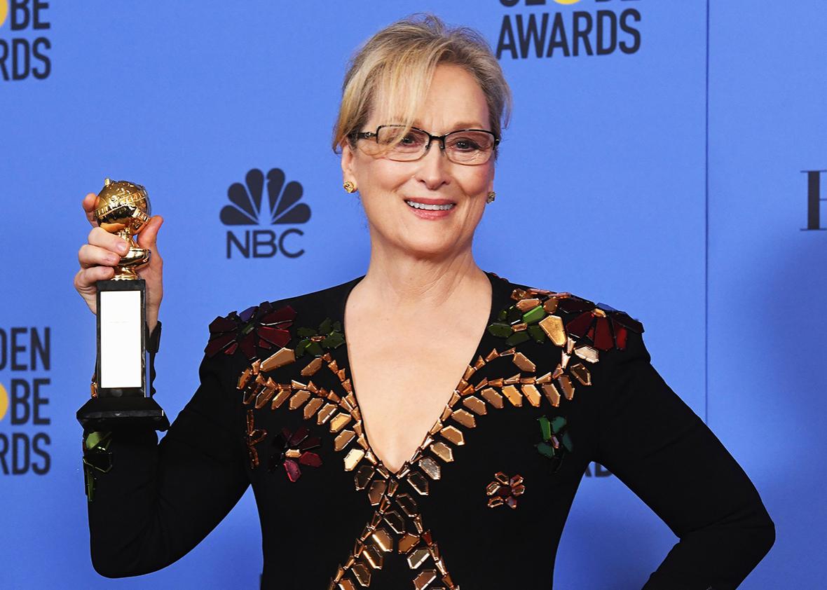 Actress Meryl Streep, recipient of the Cecil B. DeMille Award, poses in the press room during the 74th Annual Golden Globe Awards at The Beverly Hilton Hotel on January 8, 2017 in Beverly Hills, California.  