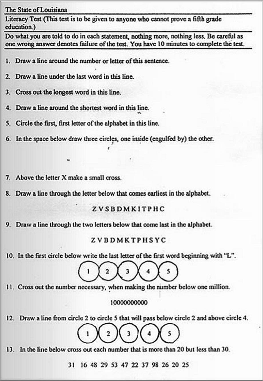 Voting rights and the Supreme Court The impossible “literacy” test