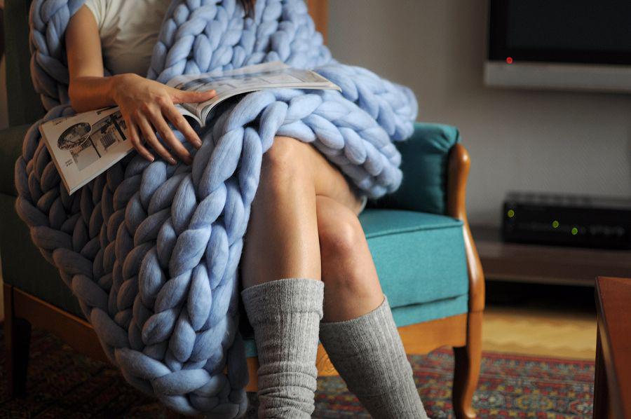 Chunky Knit Blanket, Handmade Custom Chunky Blanket, Hand Kn