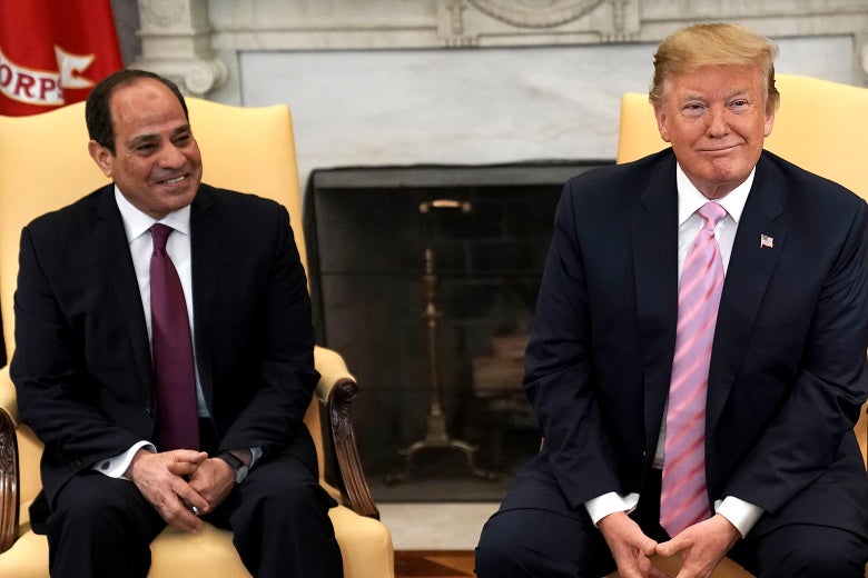 Donald Trump meets with Egyptian President Abdel-Fattah el-Sisi in the Oval Office.