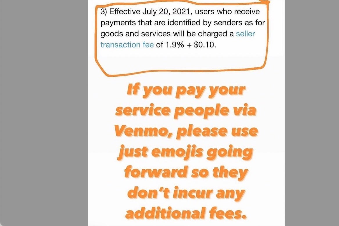 An Instagram post advising Venmo users to only use emojis in payment descriptions. 