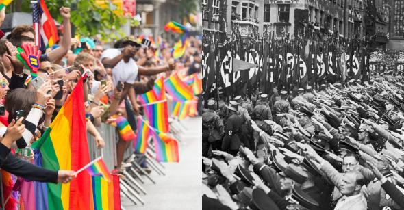 nazi burning gay flag