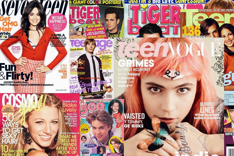 Cover image collage of Seventeen, CosmoGirl, Tiger Beat, Teen Vogue, Teen and Bop Magazines.