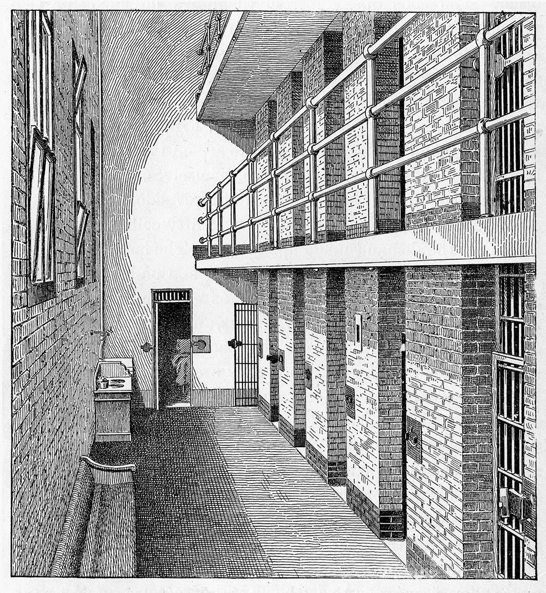 Prison cells for females in The Tombs, New York, late nineteenth century. 