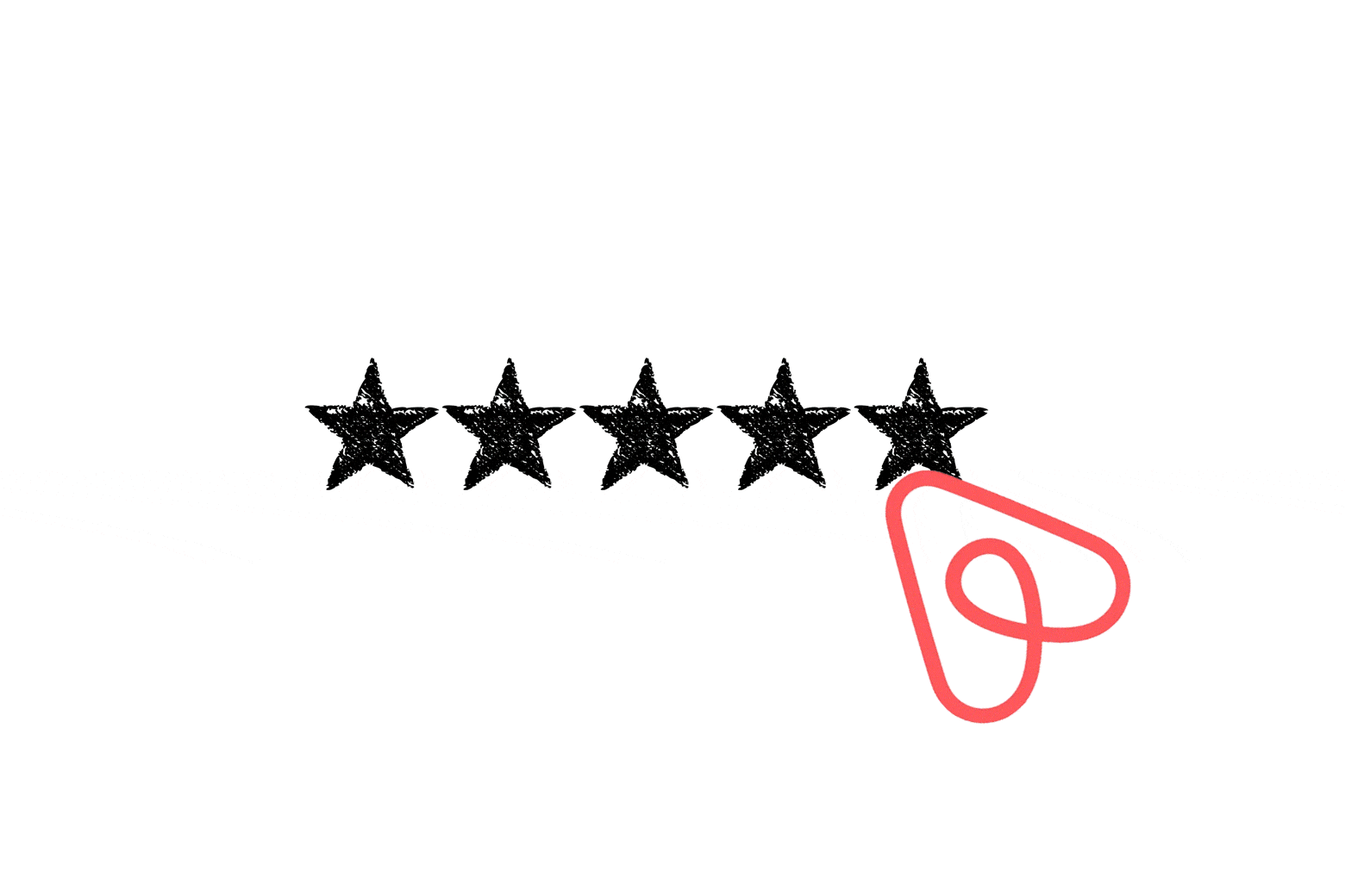 An Airbnb logo is seen erasing one star from a five-star rating.