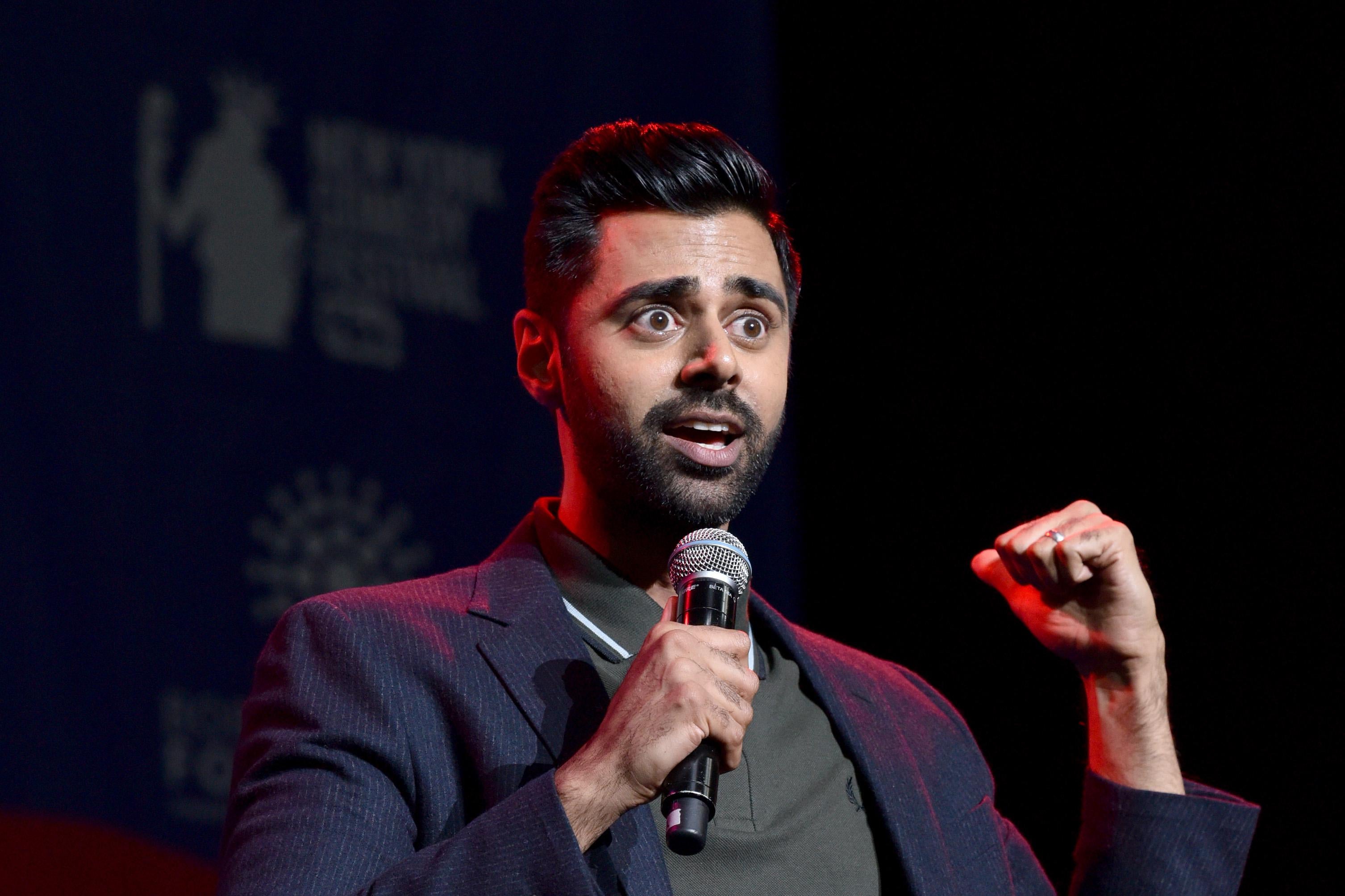 Hasan Minhaj speaks onstage during the 11th Annual Stand Up for Heroes Event.
