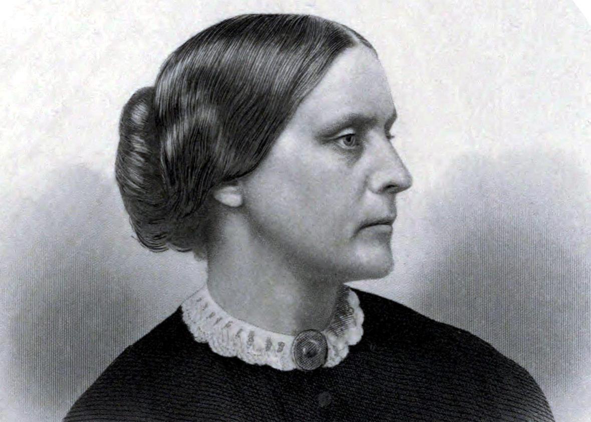 Public relations portrait of Susan B. Anthony as used in the History of Woman Suffrage by Anthony and Elizabeth Cady Stanton, Volume I, published in 1881.
