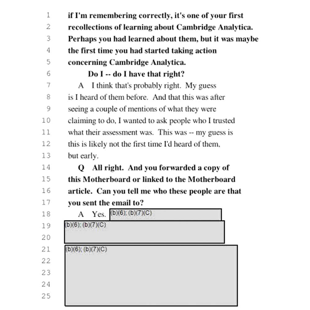 Deposition questions and answers.