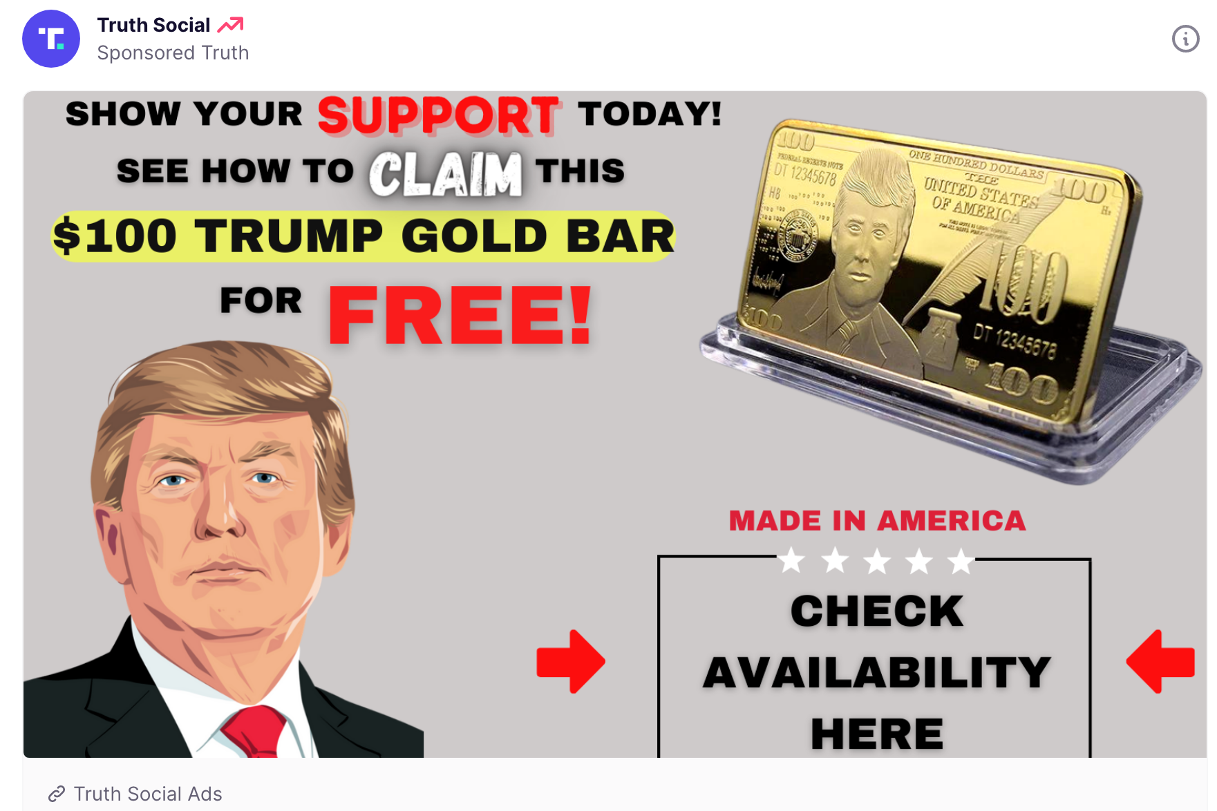 An ad for a Trump gold bar