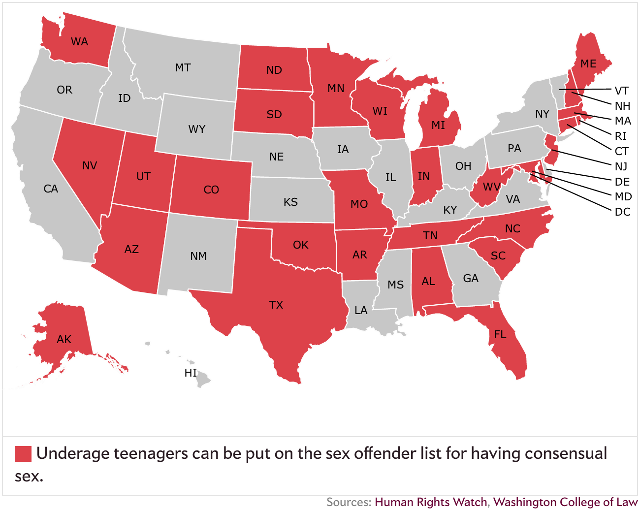 Three Maps of Laws That Put People on the Sex Offender List for Ridiculous ...