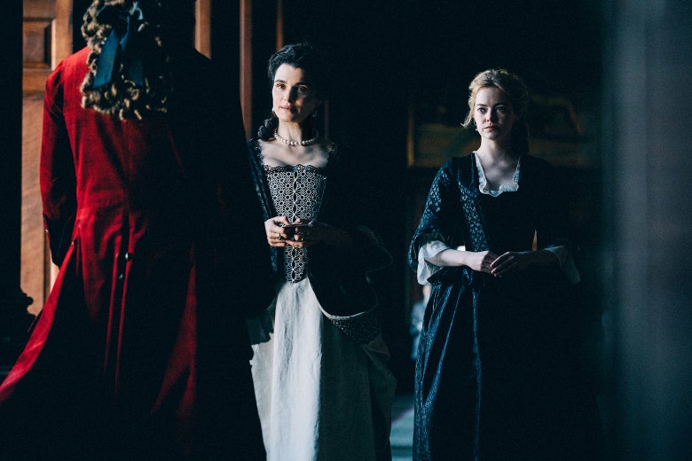 Rachel Weisz and Emma Stone in The Favourite.