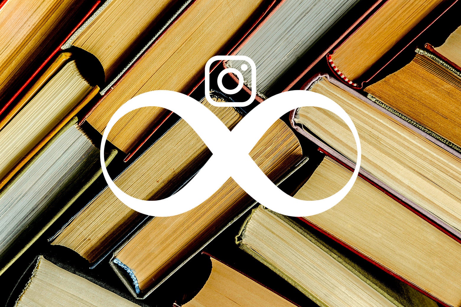 Stock image of several books with the Instagram Stories logo on top.