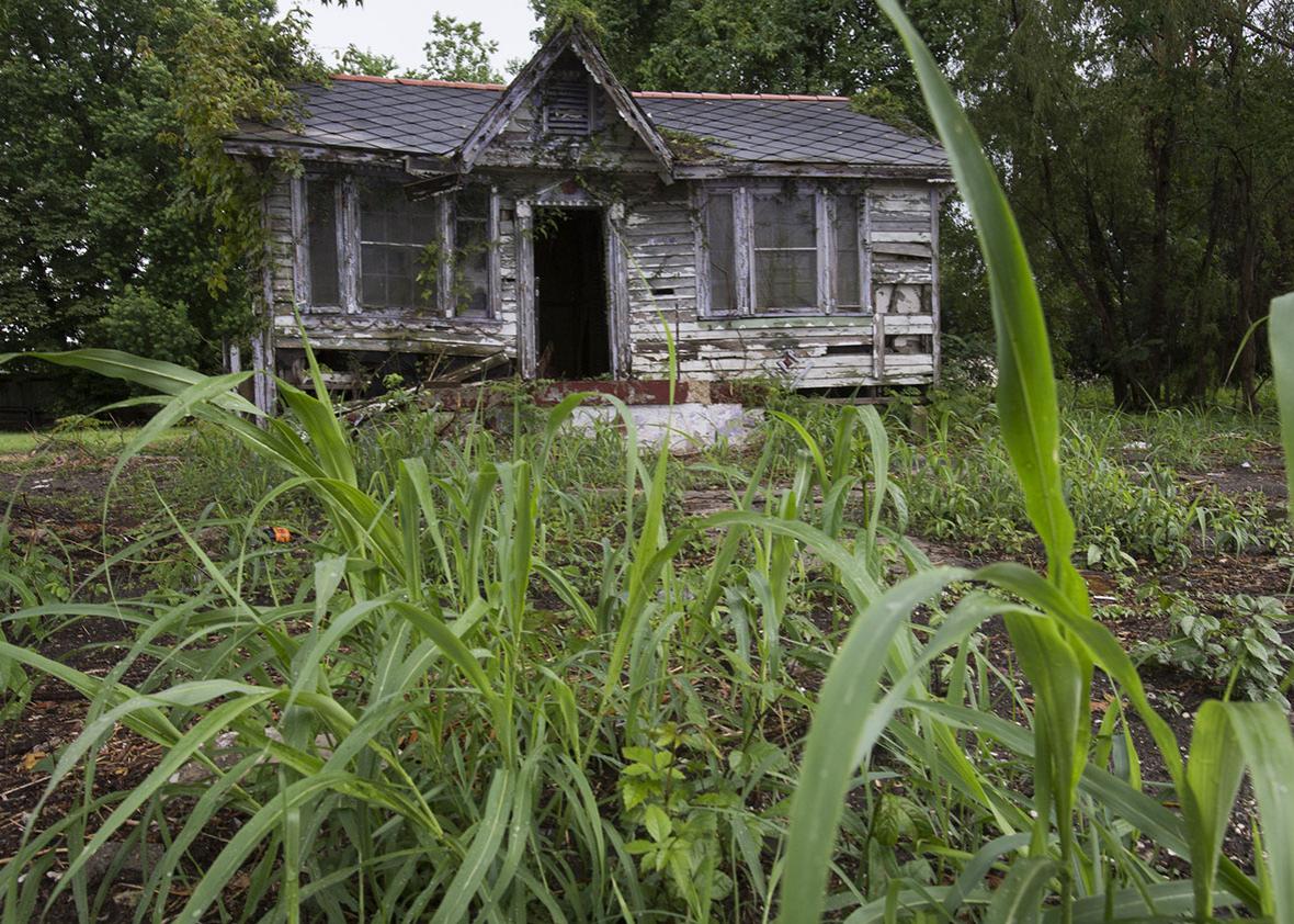 An abandoned house, damaged by Hurricane Katrina.