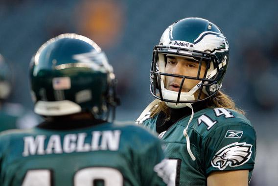 Riley Cooper #14 of the Philadelphia Eagles warms up before the start of the Eagles game against the New York Jets.