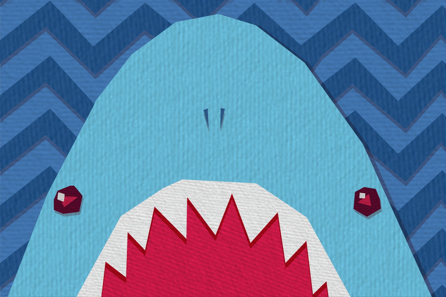 Illustration of a shark with its jaws wide open.