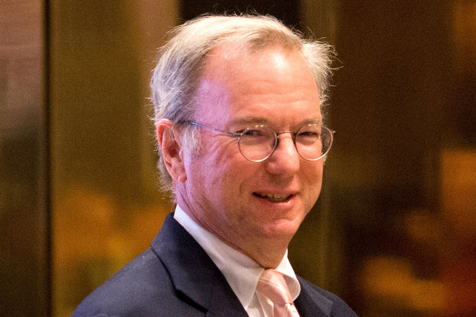 Eric Schmidt arrives in the lobby of Trump Tower in New York on Jan. 12, 2017.