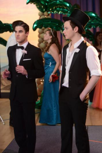 Blaine (Darren Criss) and Kurt (Chris Colfer) attend the Glee prom in 2012.