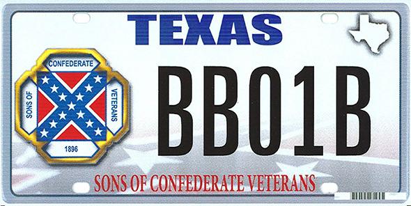 The design of a proposed Sons of Confederate Veterans Texas state license plate