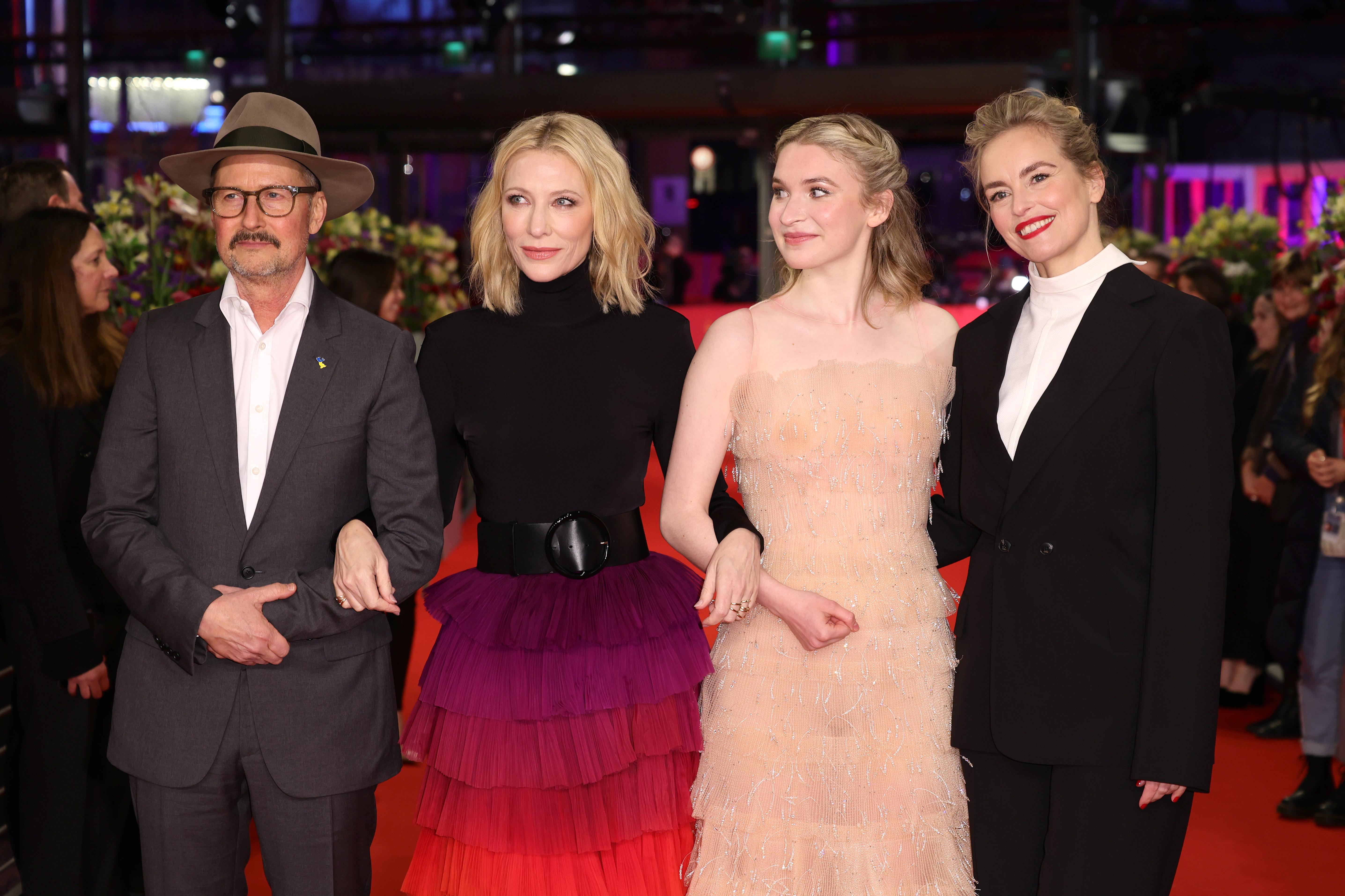 BERLIN, GERMANY - FEBRUARY 23: Todd Field, Cate Blanchett, Sophie Kauer and Nina Hoss attend the "TAR" premiere during the 73rd Berlinale International Film Festival Berlin at Berlinale Palast on February 23, 2023 in Berlin, Germany. (Photo by Andreas Rentz/Getty Images)
