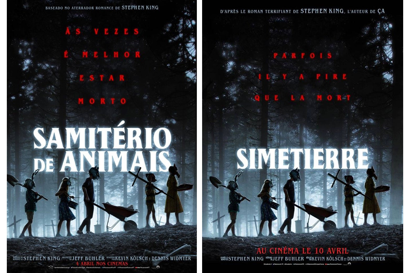 The Pet Sematary movie posters in Portuguese and French.