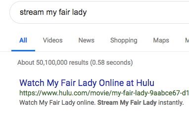 Googling "stream my fair lady"!
