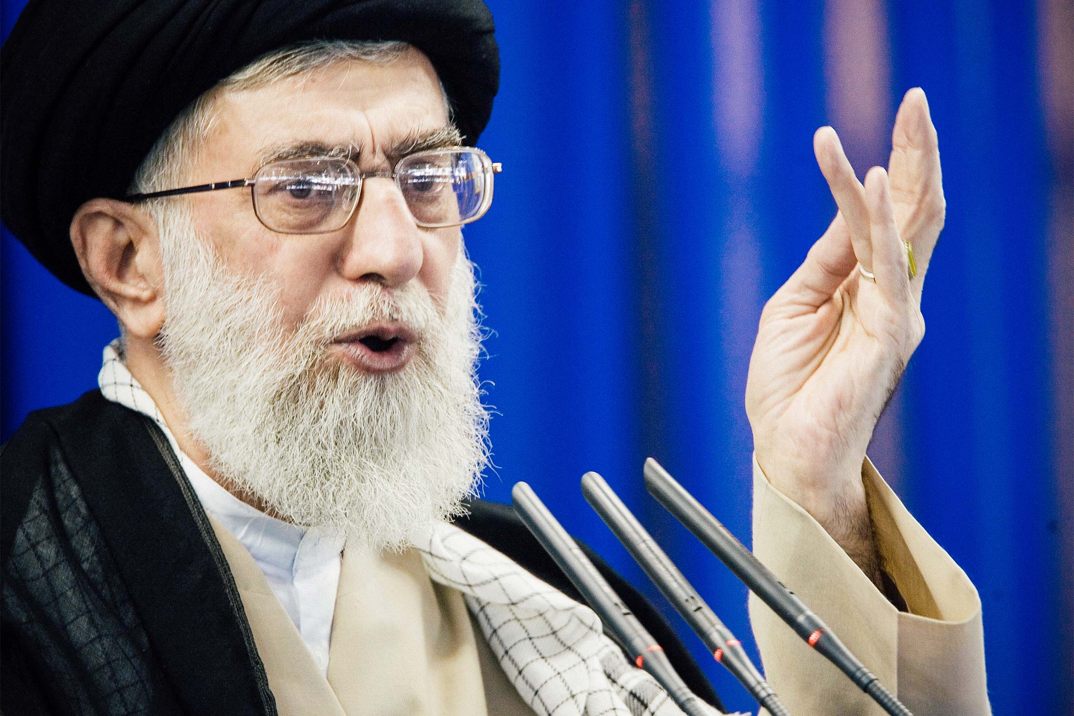Ayatollah Ali Khamenei speaks during Friday prayers in Tehran on Sept. 14, 2007.