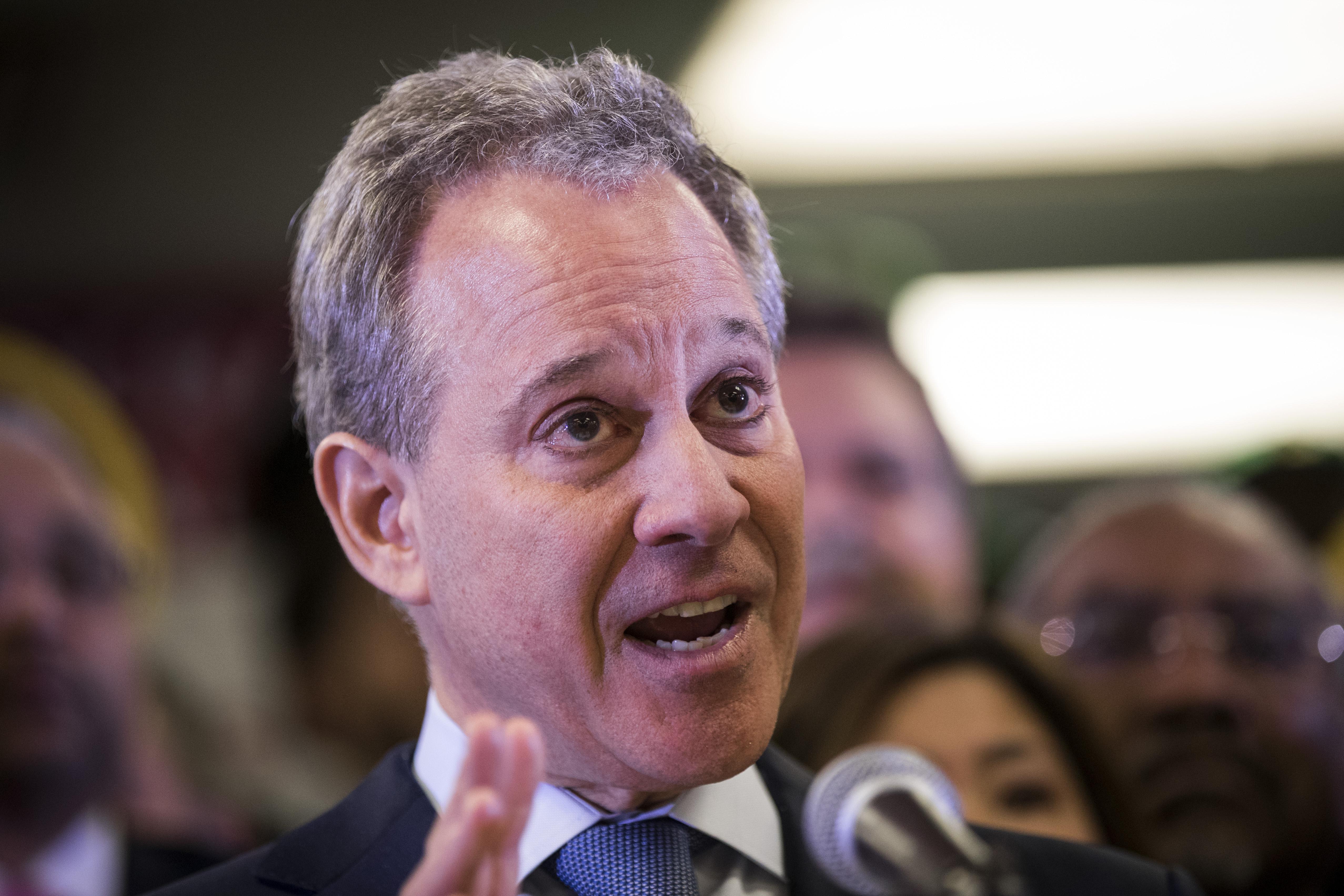 New York Attorney General Eric Schneiderman speaks at a press conference on April 3, 2018 in New York City. 