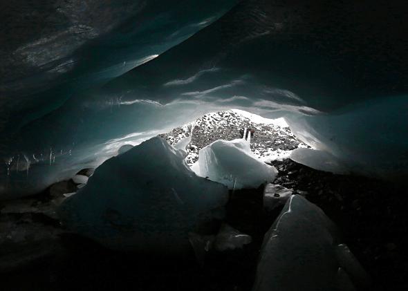 An ice cave at the leading edge of the Pastoruri glacier is seen in Huaraz, September 19, 2013. The Pastoruri glacier is one of the fastest receding glaciers.