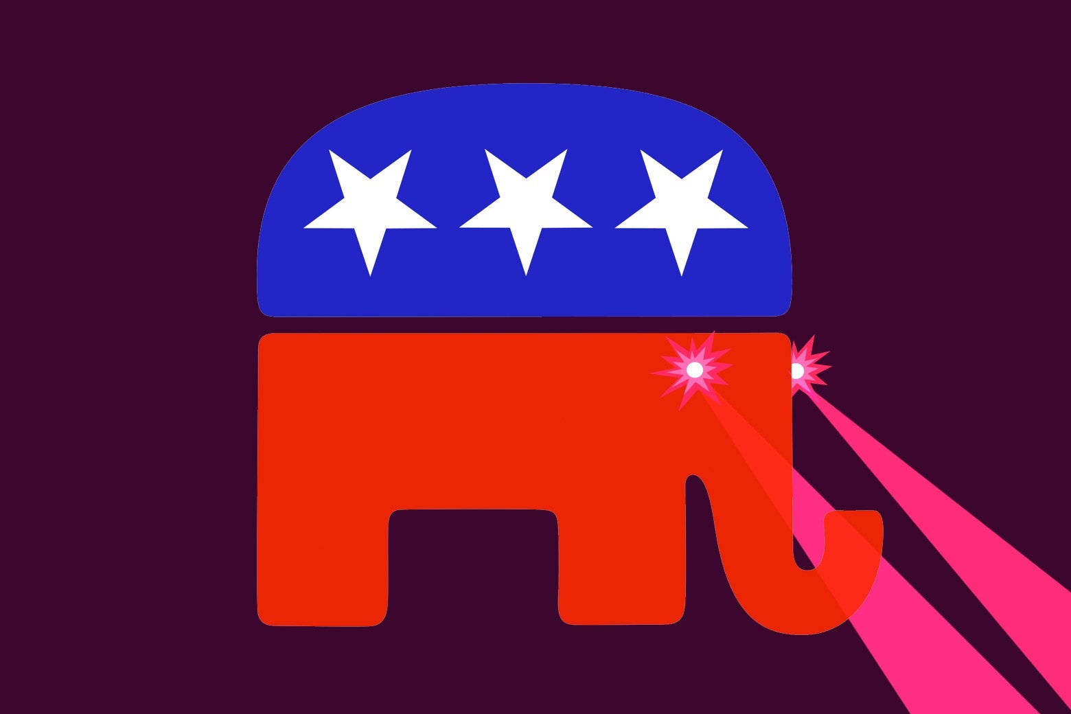 The Republican elephant mascot with laser eyes. 