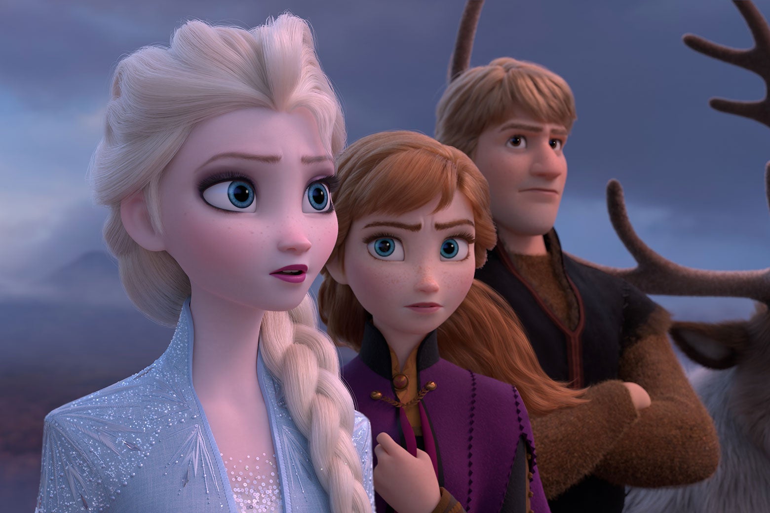 Elsa, Anna, and Kristoff in Frozen 2.