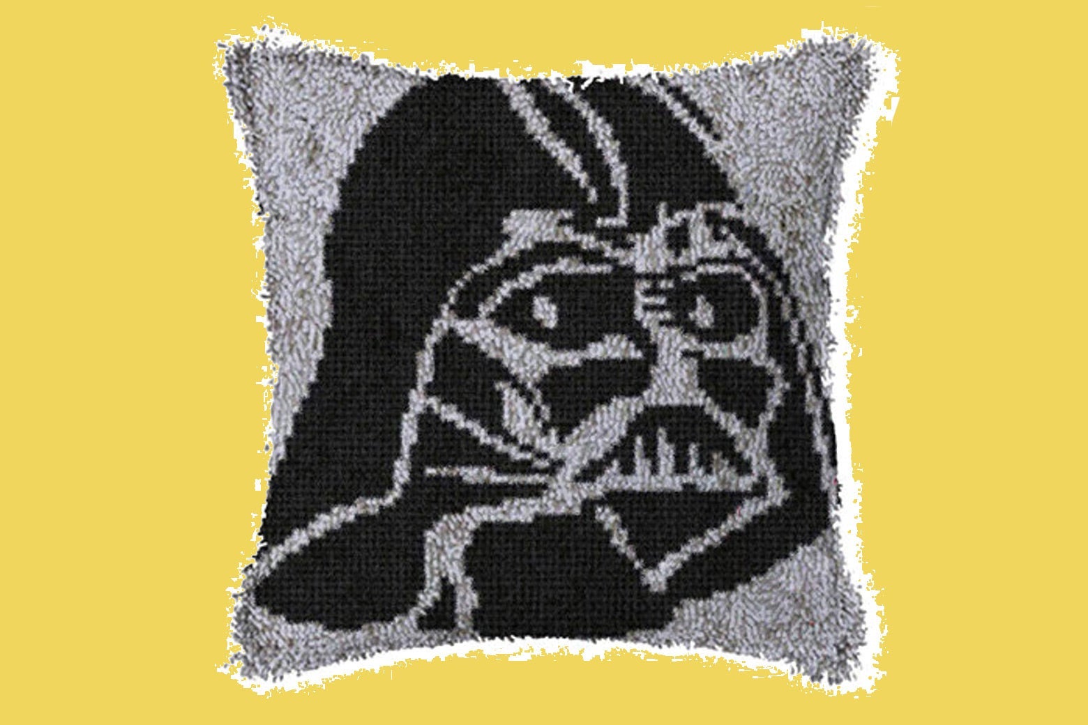 A Darth Vader design on a pillow.