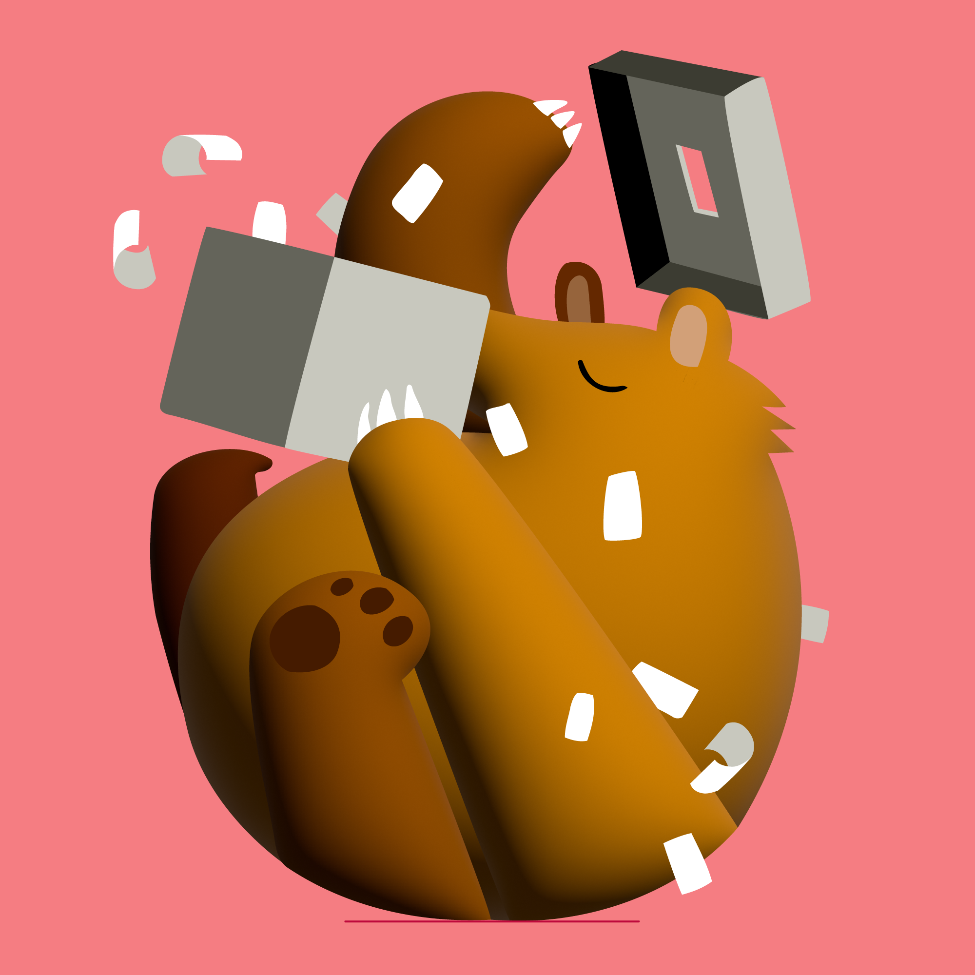 An illustration of a bear playing with a ballot box.