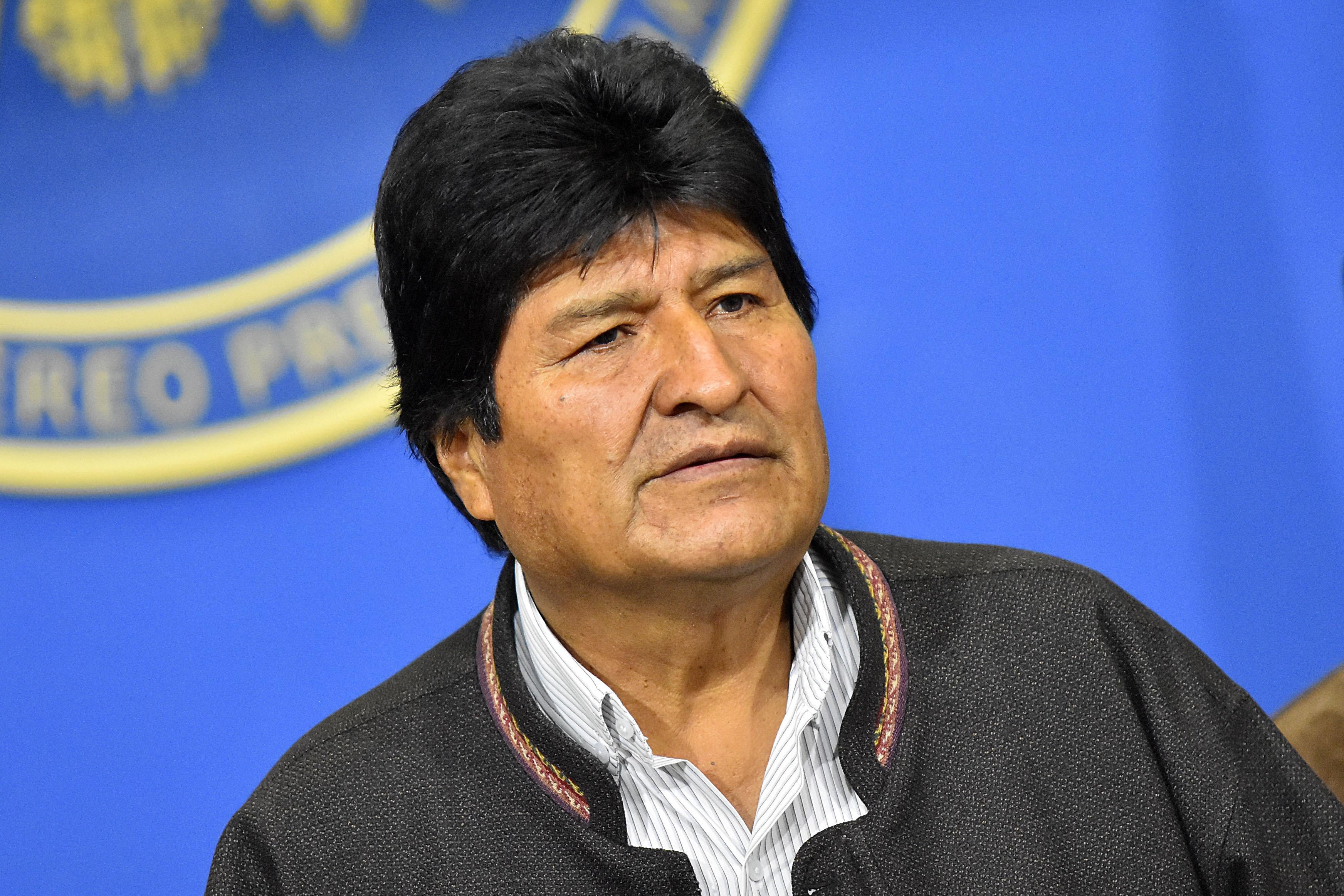 President of Bolivia Evo Morales Ayma talks during a press conference on November 10, 2019 in La Paz, Bolivia.