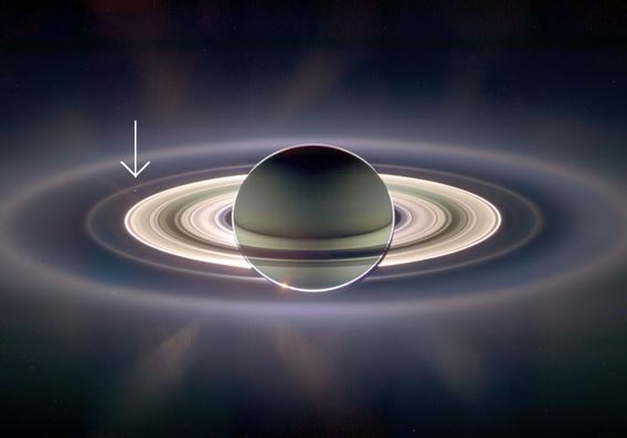 2006 picture of Earth and Saturn from Cassini