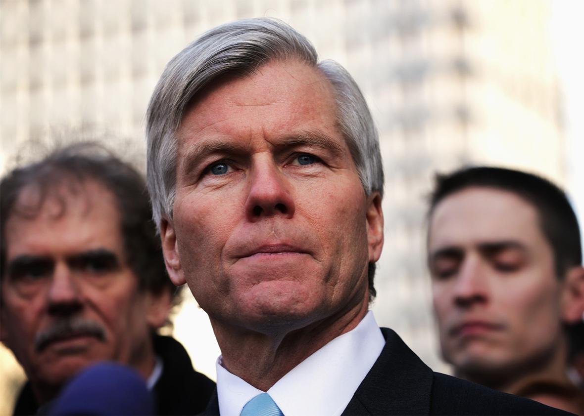 Former Virginia Governor Robert McDonnell pauses as he speaks to members of the media outside U.S. District Court for the Eastern District of Virginia after his sentencing was announced by a federal judge January 6, 2015, in Richmond, Virginia. 