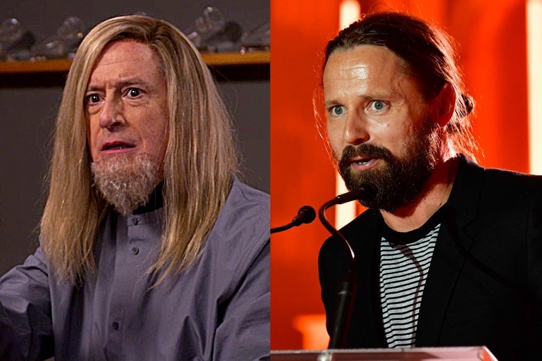 Stephen Colbert as Alf Musik and Max Martin.