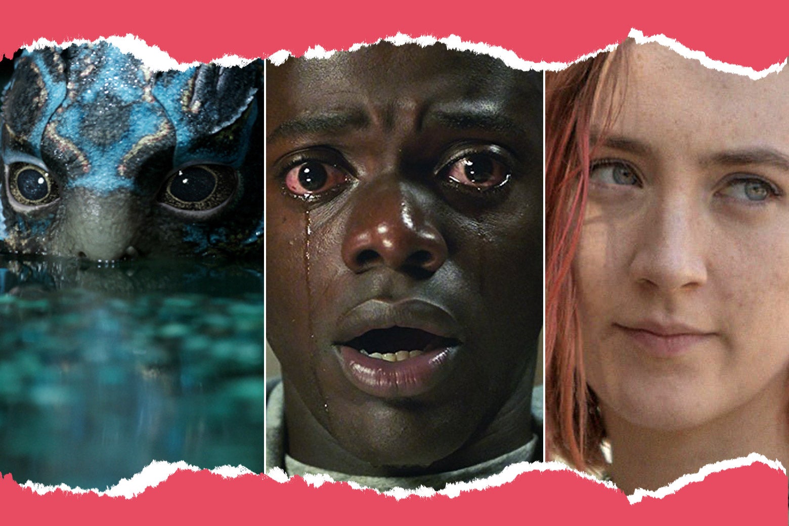 Stills from The Shape of Water, Get Out, and Ladybird.