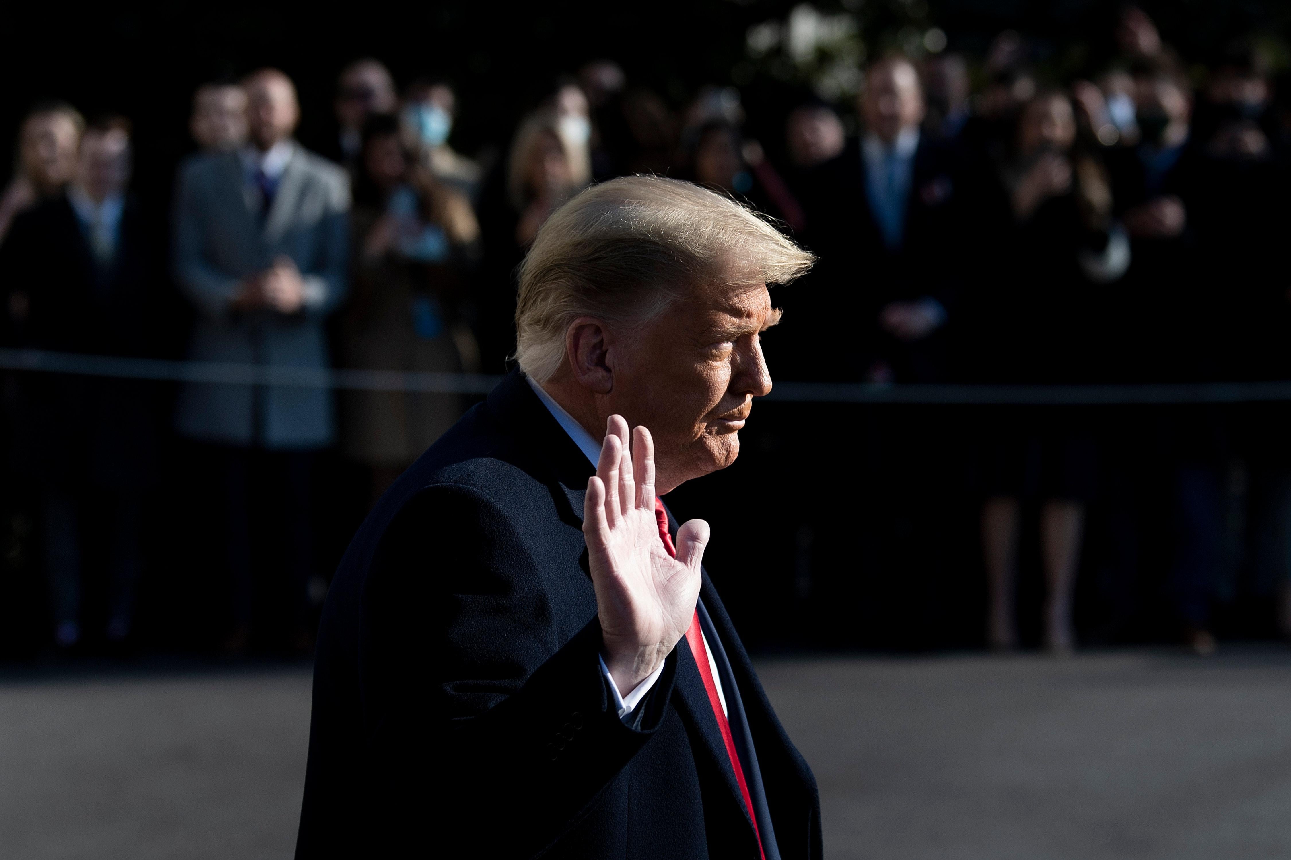 President Donald Trump walks to Marine One on the South Lawn of the White House on January 12, 2021 in Washington, D.C.