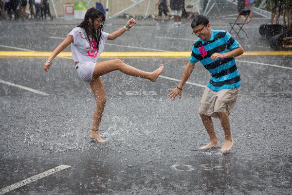 Playing in Rain in Charlotte