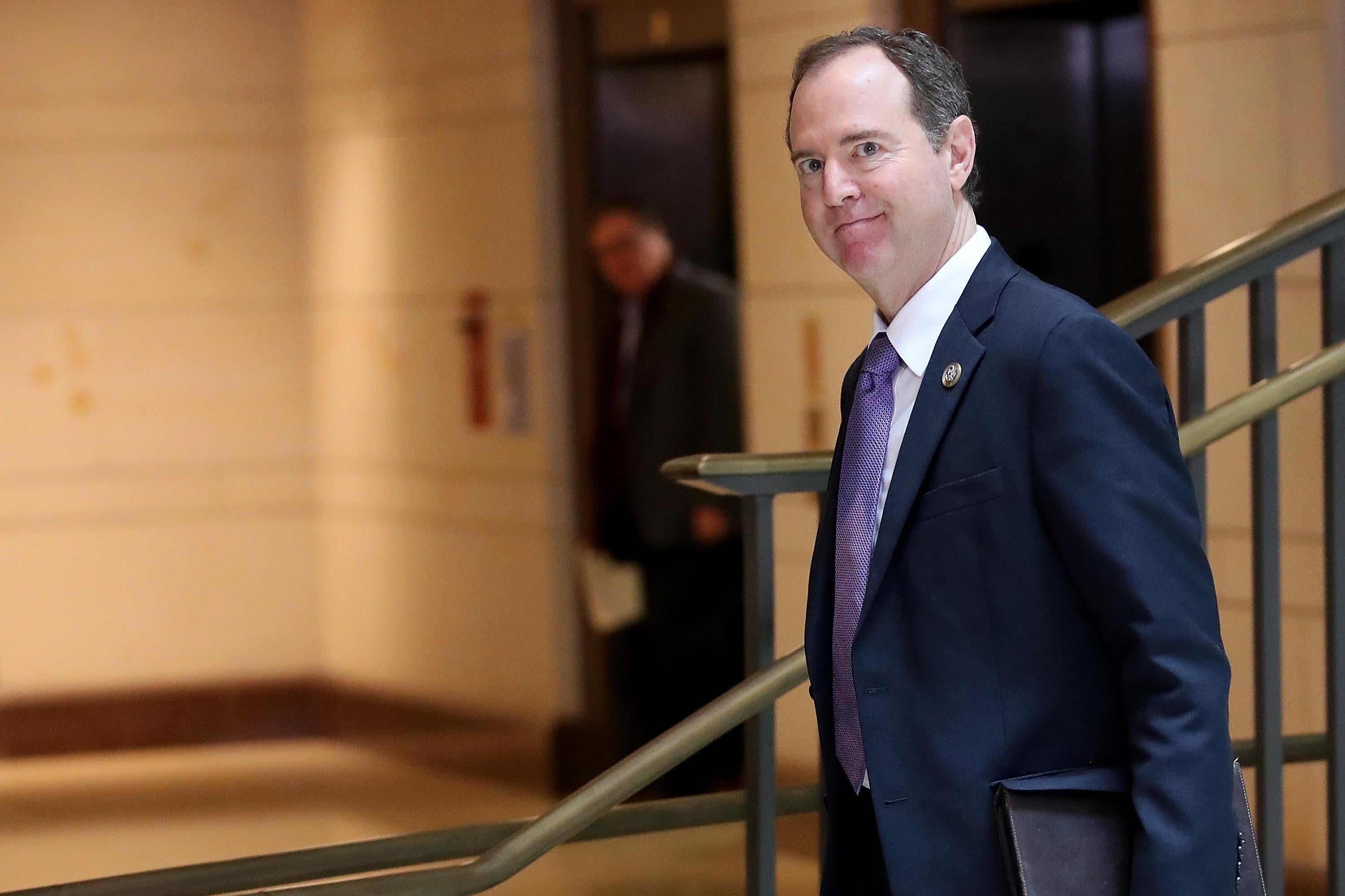 Rep. Adam Schiff (D-CA), ranking member of the House Intelligence Committee, arrives at the U.S. Capitol December 12, 2017 before a closed meeting of the committee. The committee met with Sam Clovis who worked with George Papadopoulos, a former Donald Trump campaign foreign policy advisor who struck a plea deal on charges of lying to the FBI.  