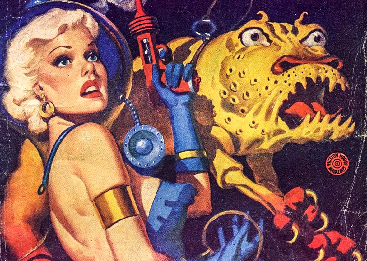 Cover detail of Planet Stories, July 1952.