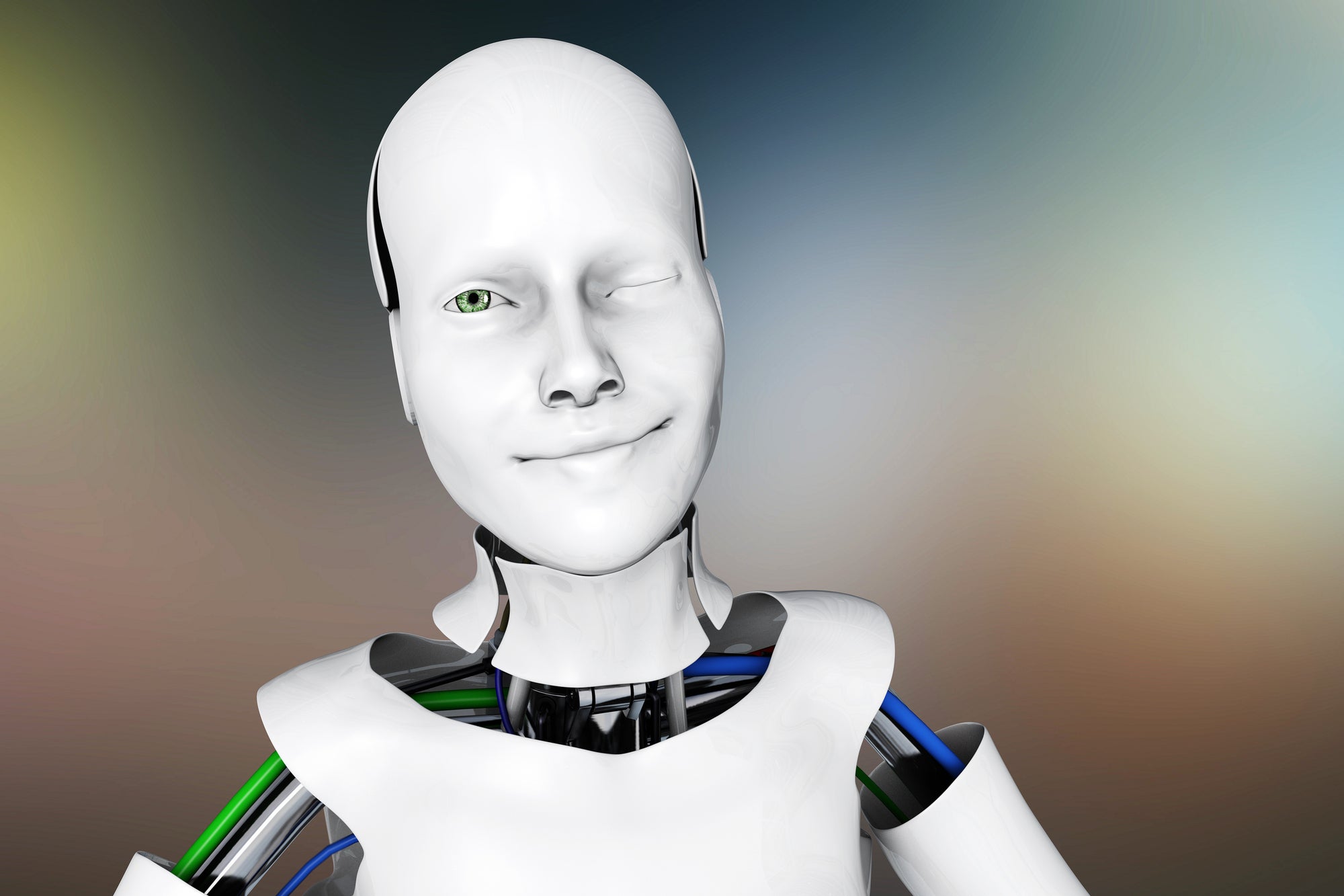 A winking robot. Chatbots that imitate humans a little too well are creepy.