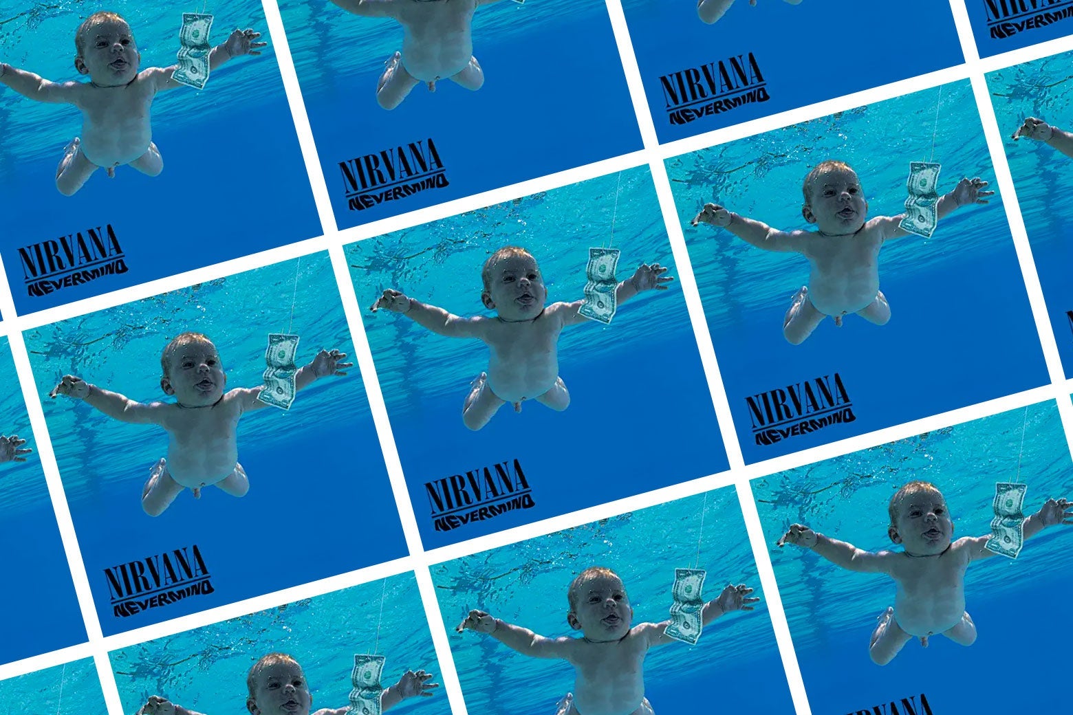 Tiled image of Nirvana's Nevermind album cover