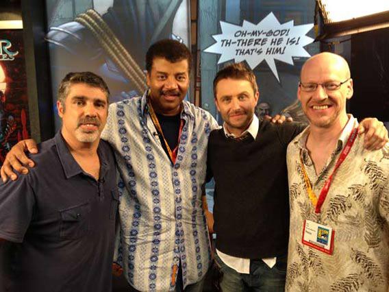 Gary Dell'Abate, Neil Tyson, Chris Hardwick, and Phil Plait at San Diego Comic Con 