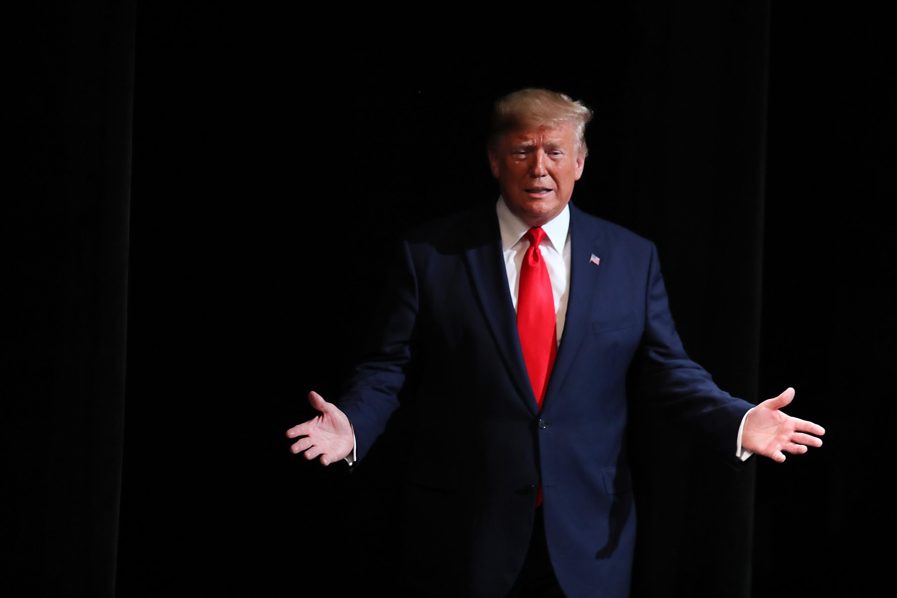 Trump with his hands out